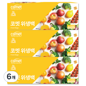 코멧 위생백 중 25 x 35 cm, 중(M), 100개입, 6개