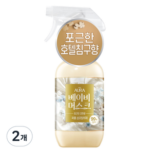 아우라 퍼퓸 섬유탈취제 베이비 머스크 본품, 2개, 490ml