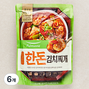 풀무원 반듯한식 한돈 김치찌개 냉장, 460g, 6개