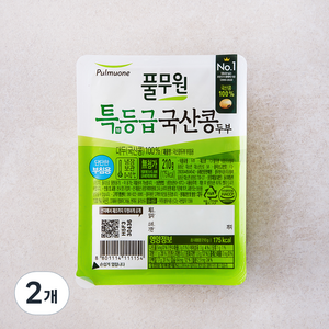 풀무원 국산콩두부 부침용, 210g, 2개