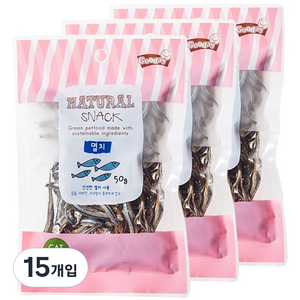 굿데이 고양이 네츄럴 스낵, 멸치, 50g, 15개