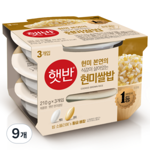 햇반 현미쌀밥, 210g, 9개