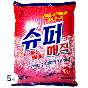 크린테크 슈퍼매직 분말세제 리필, 10kg, 5개