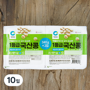 청정원 국내산 콩 두부, 340g, 10입