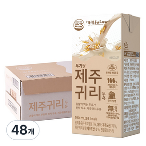 유기농마루 무가당 제주귀리두유, 190ml, 48개