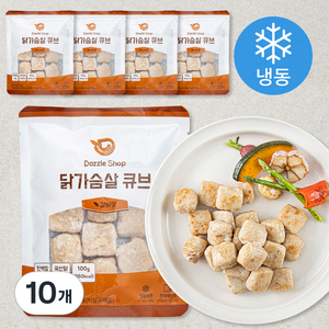 다즐샵 닭가슴살 큐브 갈비맛 (냉동), 100g, 10개