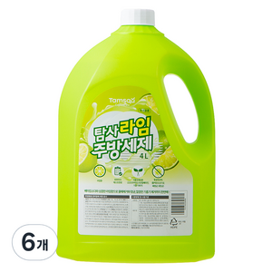 탐사 라임 주방세제, 4L, 6개