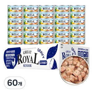 펫스토리 시니어 고양이 그레이트 로얄 고구마 그레이비 주식캔, 닭, 60g, 60개
