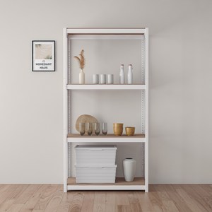 홈던트하우스 국내 제조 스피드랙 업그레이드형 무볼트 철제 선반 4단, 화이트