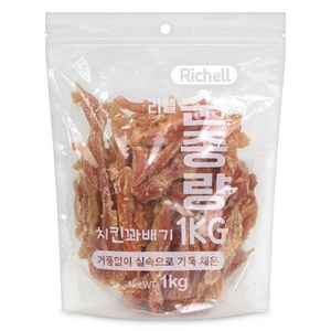 리첼 순중량 강아지 간식, 치킨꽈배기, 1kg, 1개