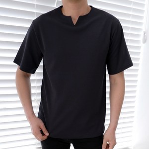 럭스타이 남성용 구김없는 링클프리 엠보 슬릿 브이넥 반팔 티셔츠