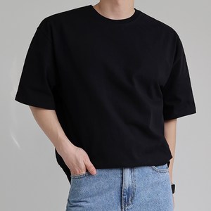 디스페로 남성용 완벽 박음질 오버핏 빅사이즈 무지 라운드 반팔 티셔츠