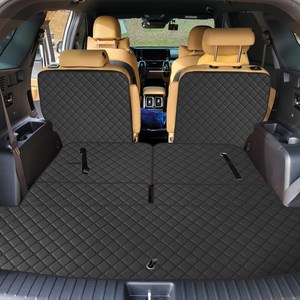 아이빌 더뉴 퀼팅 가죽 자동차 트렁크매트 + 2열등받이 풀세트 6인승분리형, 쏘렌토 4세대 23년~, 블랙 + 블랙스티치