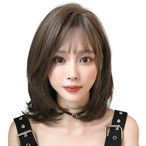 하이유니 허그 펌 단발 헤어 단발 통가발 40cm + 가발망 + 거치대 세트, 쿨브라운(가발), 랜덤발송(거치대), 1세트