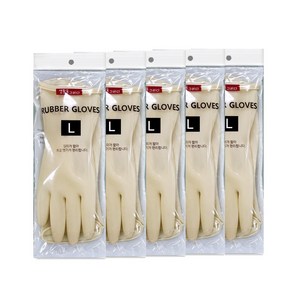생활을그리다 손목 고무장갑 대형, 아이보리, 대(L), 5개