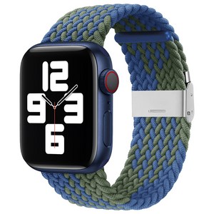 라온투유 애플워치 엘라스틱 버클 스트랩, 13 Z 패턴 파랑 및 녹색