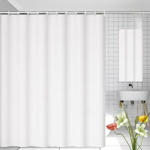 메종벨 반투명 샤워 커튼 + 커튼링 12p 세트, 화이트, 1세트