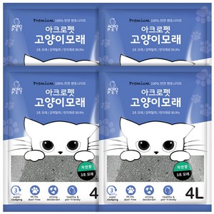 아크로펫 고양이 대용량 벤토나이트 고급형 자연향, 4L, 4개