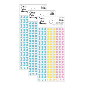 쁘띠팬시 오피스 포인트 마스킹 스티커 OPM-S306A, 청색, 노랑, 분홍, 3개