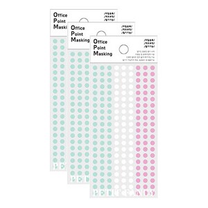 쁘띠팬시 오피스 포인트 마스킹 스티커 OPM-M306A, 민트, 화이트, 핑크, 3개