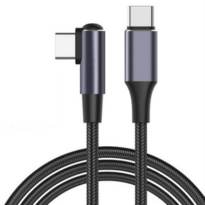 바라보고 USB C타입 ㄱ자 CtoC 5A 100W PD 고속 충전 케이블, 0.5m, 블랙, 1개