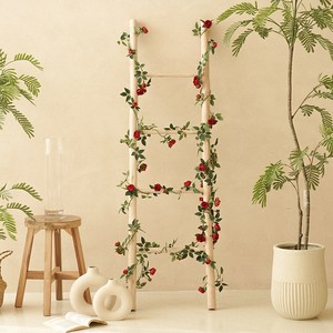 플라우스302 조화 장미 넝쿨 장식 145cm, 레드, 1개