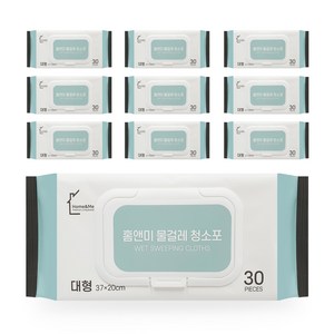 홈앤미 물걸레 청소포 30매 대형 캡형, 10팩