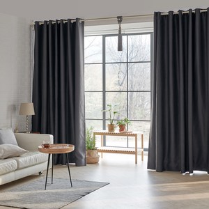 뷰하우스 메이즈 원톤 암막커튼 2p + 봉 세트, 차콜