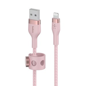 벨킨 프로 플렉스 USB A-라이트닝 아이폰 고속 충전 케이블 CAA010bt1M, 핑크, 1m, 1개