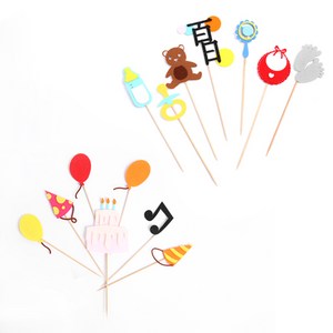 파티해 펠트 데코픽 베이비샤워 백일 7종 세트 + 생일파티 7종 세트, 혼합색상, 1세트