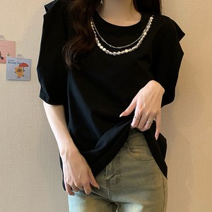 루나걸 여성용 진주 퍼프 티 L24SMT031510