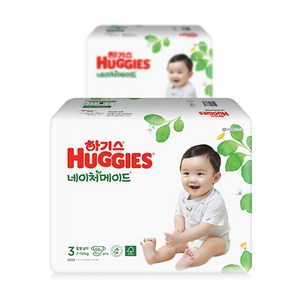 하기스 NEW 네이처메이드 밴드형 기저귀 남아용 중형 3단계(7~11kg), 132매