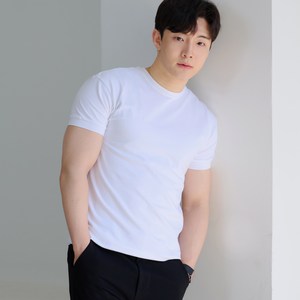 핵쿨남 남성용 어깨넓어보이는 머슬핏 반팔 티셔츠 밴딩버전