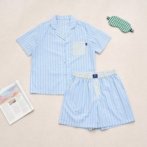 모던하우스 위캔드 60수 면 멀티 스트라이프 숏 통기성 파자마 상하의세트