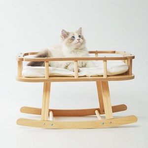 칠시 고양이 심플 원목 흔들의자, 우드