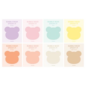 모노라이크 버블 베어 스티키 점착메모지 8종 세트, Purple, Pink, Mint, Yellow, Orange, Peach, Beige, Light brown, 1세트, 1세트