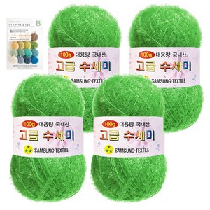 yarna 대용량 고급 수세미 뜨개실 100g 4p + B 인쇄도안 8종 세트, 102 연두, 1개