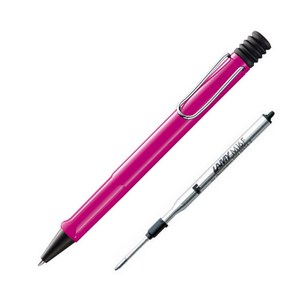 LAMY 사파리 볼펜 1.0mm + M16F 검정 볼펜리필심 0.8mm 세트, 볼펜(핑크), 케이스(랜덤발송), 1세트