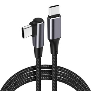 바라보고 USB C타입 ㄱ자 CtoC 5A 100W PD 고속 충전 케이블, 1m, 블랙, 1개