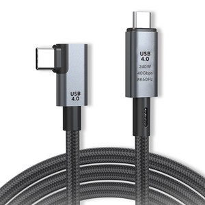 엠비에프 USB 4.0 C타입 M C타입 M 240W 40Gbps 한쪽 기억자 90도 꺽임 케이블 MBF-U40R-15, 1개, 1.5m