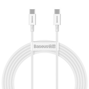 베이스어스 슈페리어 시리즈 C to C 고속충전 데이터 케이블 100w, 화이트(CATYS-C02), 2m, 1개