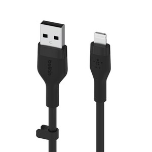 벨킨 플렉스 USB A-라이트닝 아이폰 고속 충전 케이블 CAA008bt1M, 블랙, 1m, 1개