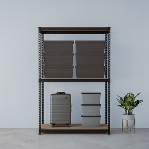 스피드랙 국내 제조 무볼트 조립식 철제 앵글 선반, 블랙, 3단