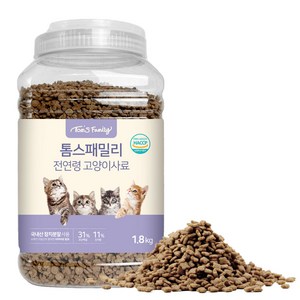 톰스패밀리 전연령 고양이 사료 용기형, 참치, 1.8kg, 1개