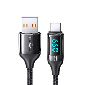 유삼스 USB A-C타입 6A 디스플레이 PD 고속충전 앤 데이터 전송 케이블 66W US-SJ544, Black, 1.2m, 1개