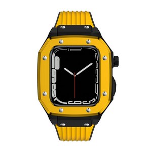 모란카노 애플워치 일체형 아머 스트랩 케이스 세트 44 / 45 mm, 옐로우