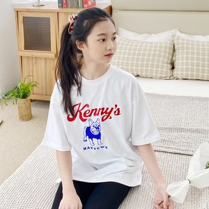 제니 여아용 키즈 주니어 오버핏 케니스 반팔 티셔츠
