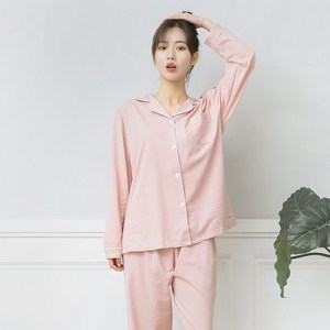안나앤코 여성 미니 체크 긴팔 잠옷 상하의 세트