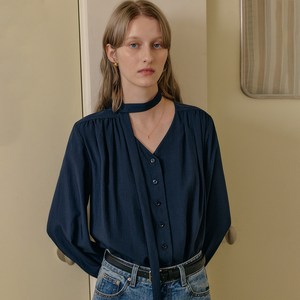 룩캐스트 여성용 체니 V넥 타이 블라우스