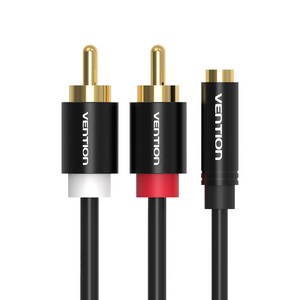 벤션 3.5mm F to 2RCA 오디오 케이블 블랙 1m, VAB-R01, 1개